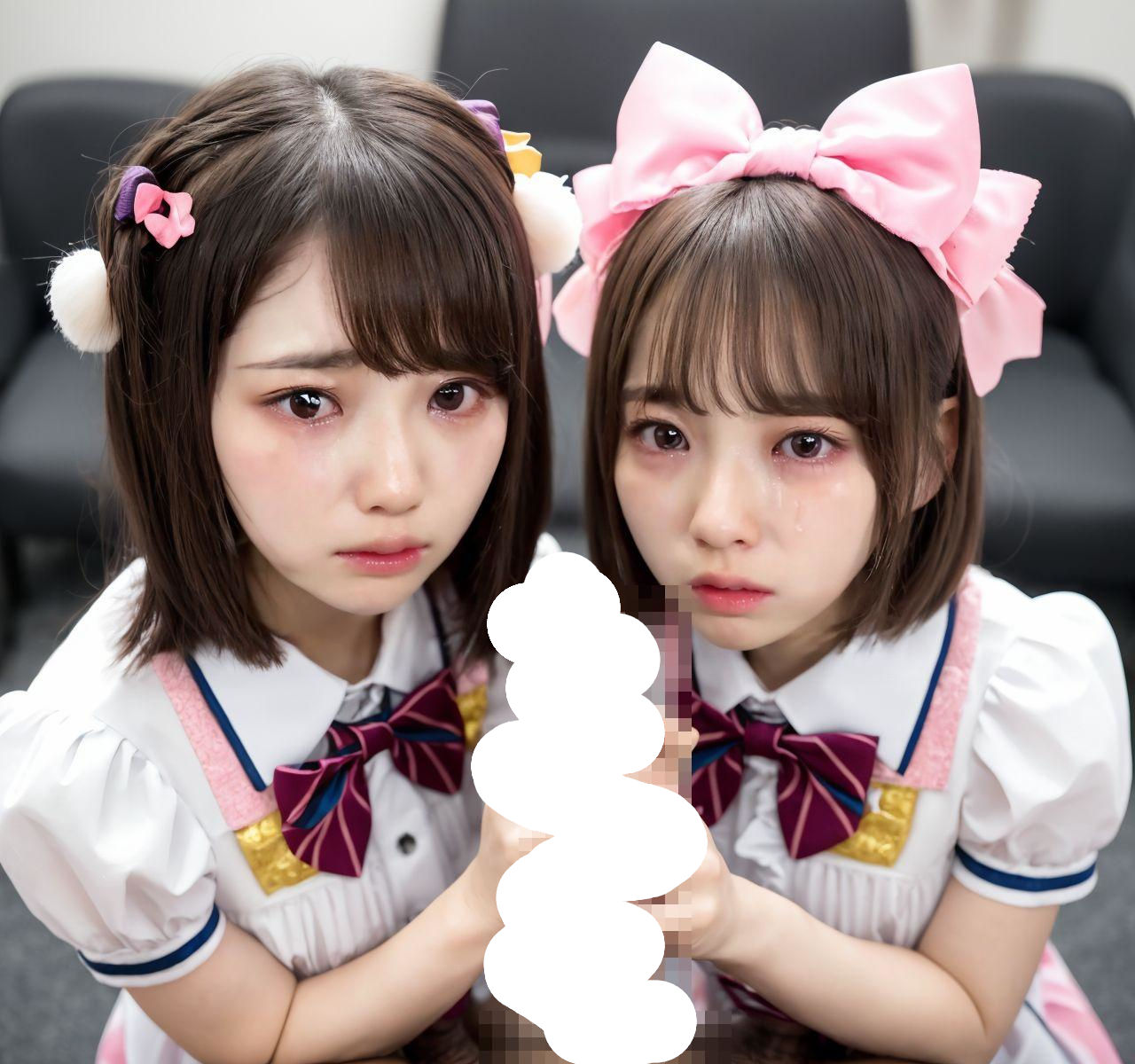 【リアル】ステージ衣装を着たアイドルに無理やり俺のブツを握らせる【リアルAIエロ画像】