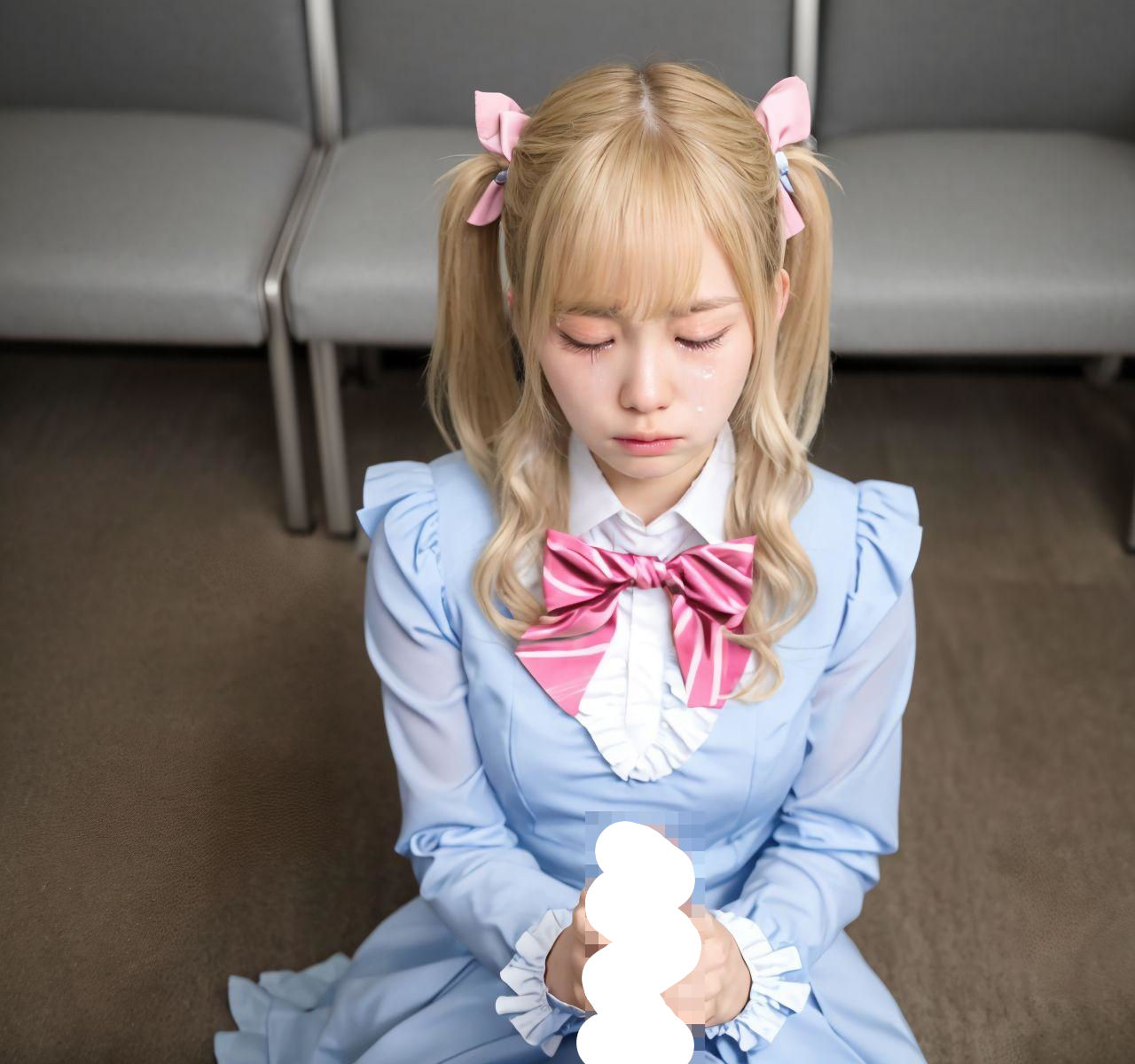 【リアル】ステージ衣装を着たアイドルに無理やり俺のブツを握らせる【リアルAIエロ画像】