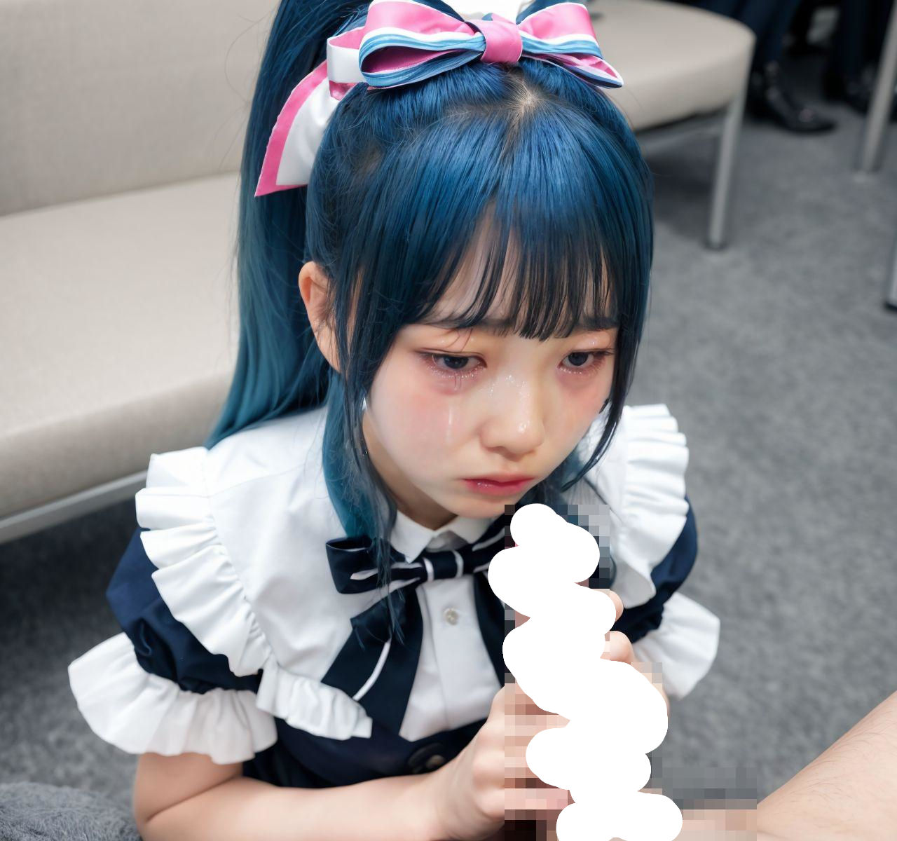 【リアル】ステージ衣装を着たアイドルに無理やり俺のブツを握らせる【リアルAIエロ画像】