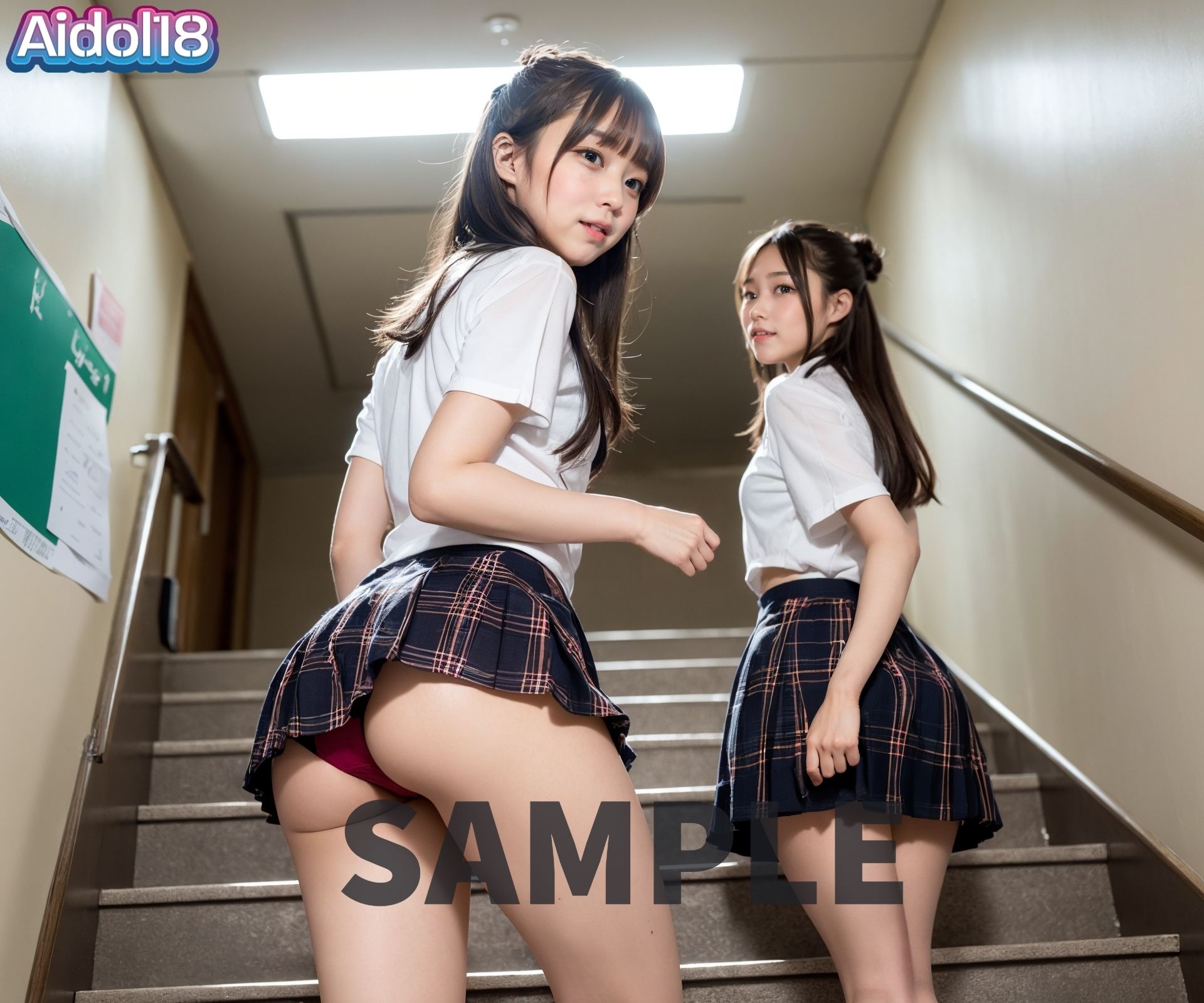 【実写系AIエロ画像】学校で！制服JKとのハーレムや野外セックスのリアルAIエロ画像