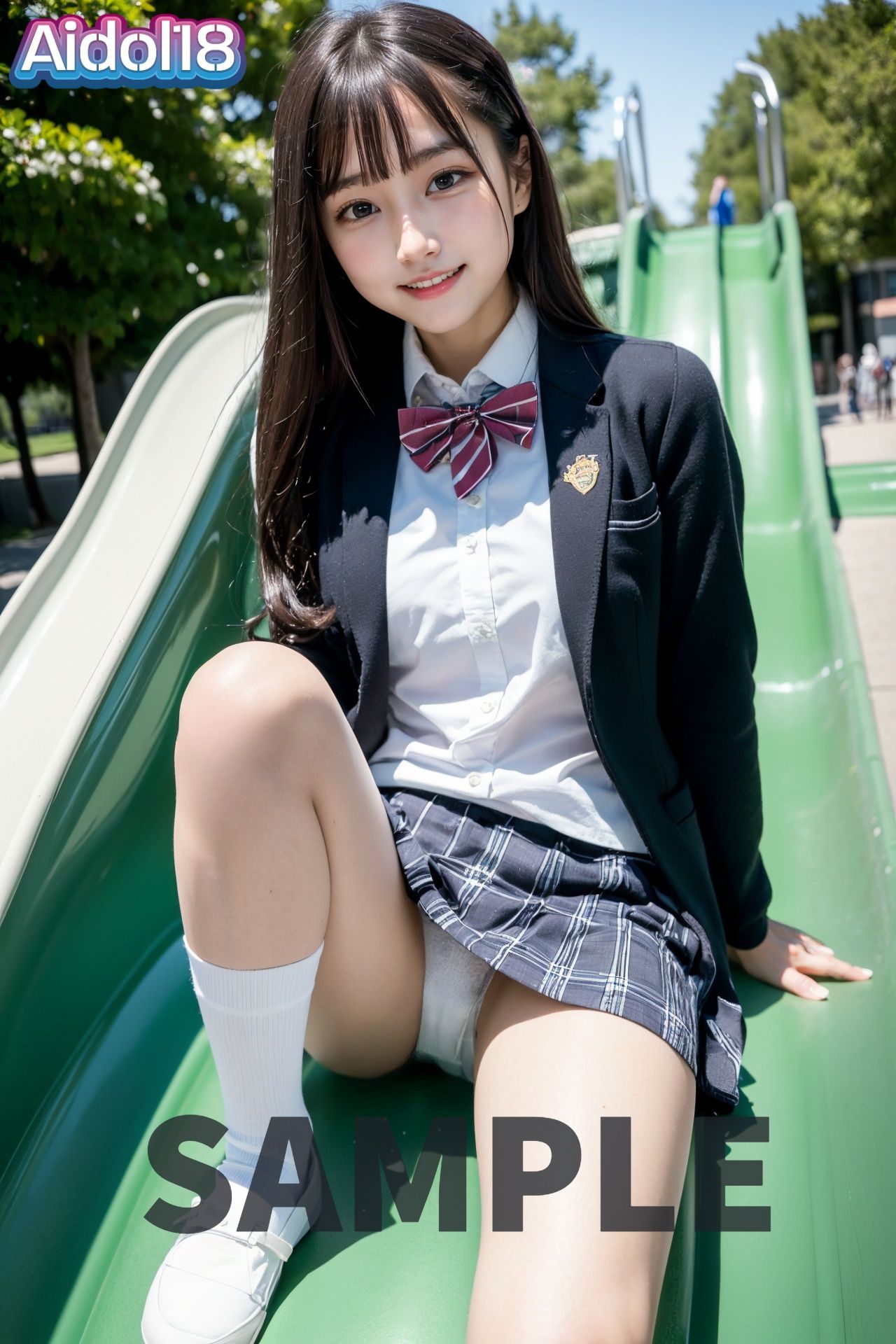 【リアル】制服J〇が公園で露出＆エッチ[リアルAIエロ画像]