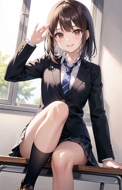 【二次・虹エロ画像】制服美少女と放課後の教室でエッチ
