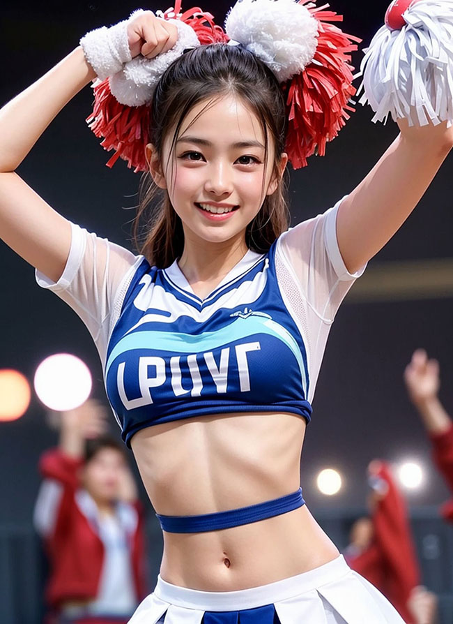 チラリーダー///チアリーディングが恥ずかしい格好で応援するAIエロ画像