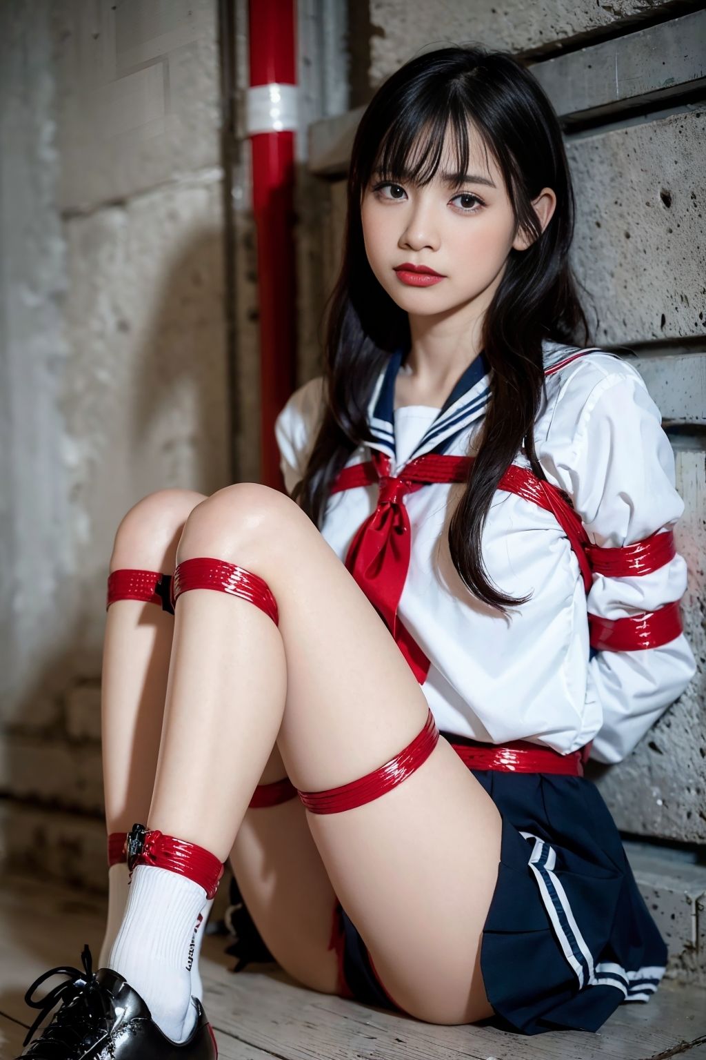 【リアル】制服JKを拘束してエッチな調教するリアルAIエロ画像