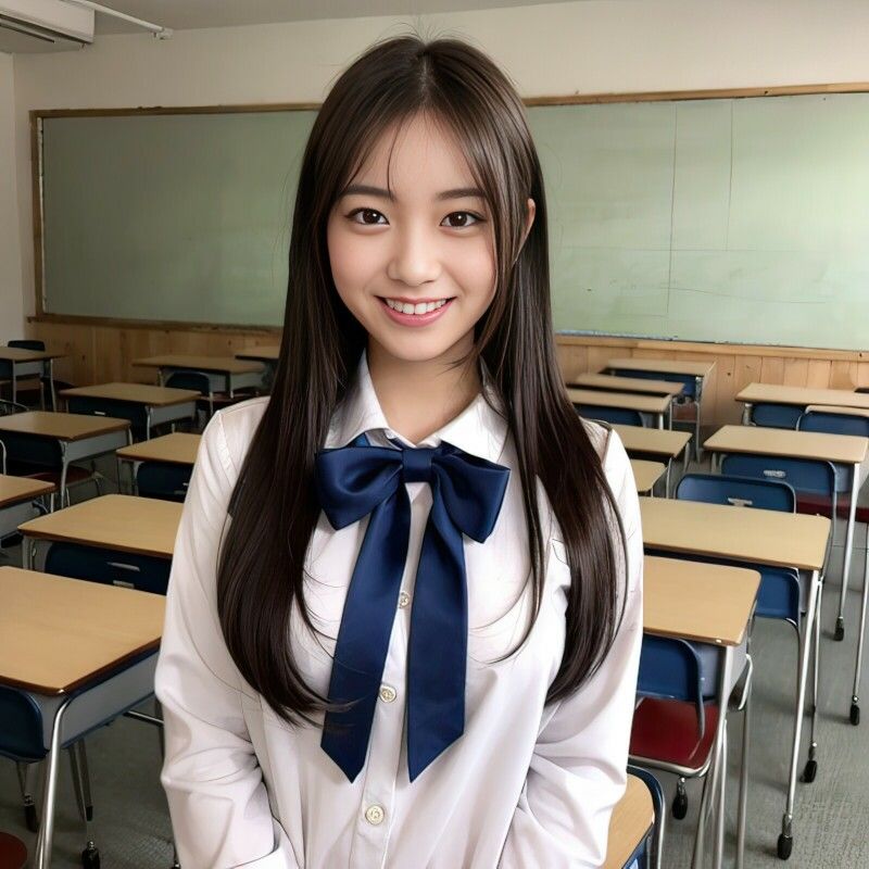 【リアル】教室で露出しちゃった制服を着た美乳JK【AIエロ画像】