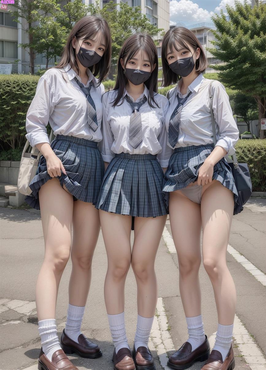 【リアル】制服JKのパンチら！パンツ見えちゃった///[リアルAIエロ画像]