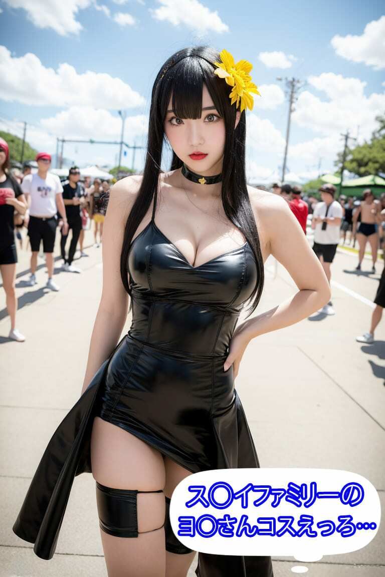 【セリフ付きリアル】服が透ける眼鏡！コミケでコスプレーヤーの裸を透視するセリフ付きのリアルAIエロ画像