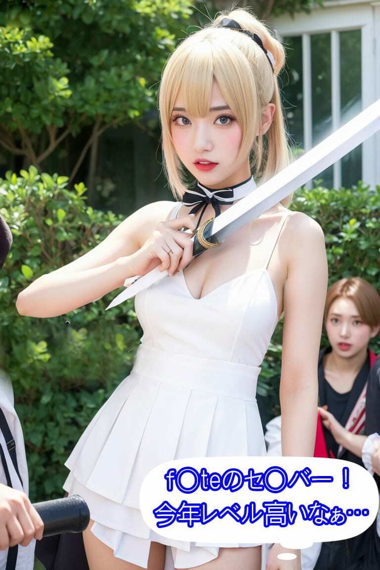 【セリフ付きリアル】服が透ける眼鏡！コミケでコスプレーヤーの裸を透視するセリフ付きのリアルAIエロ画像