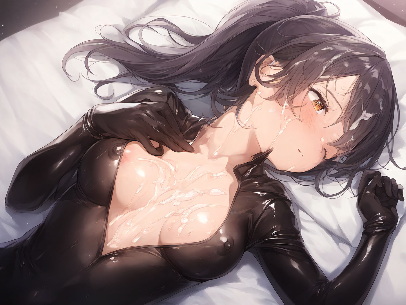 【二次元エロ画像】ワレメくっきり///パツパツスーツを着た女の子のCGエロ画像