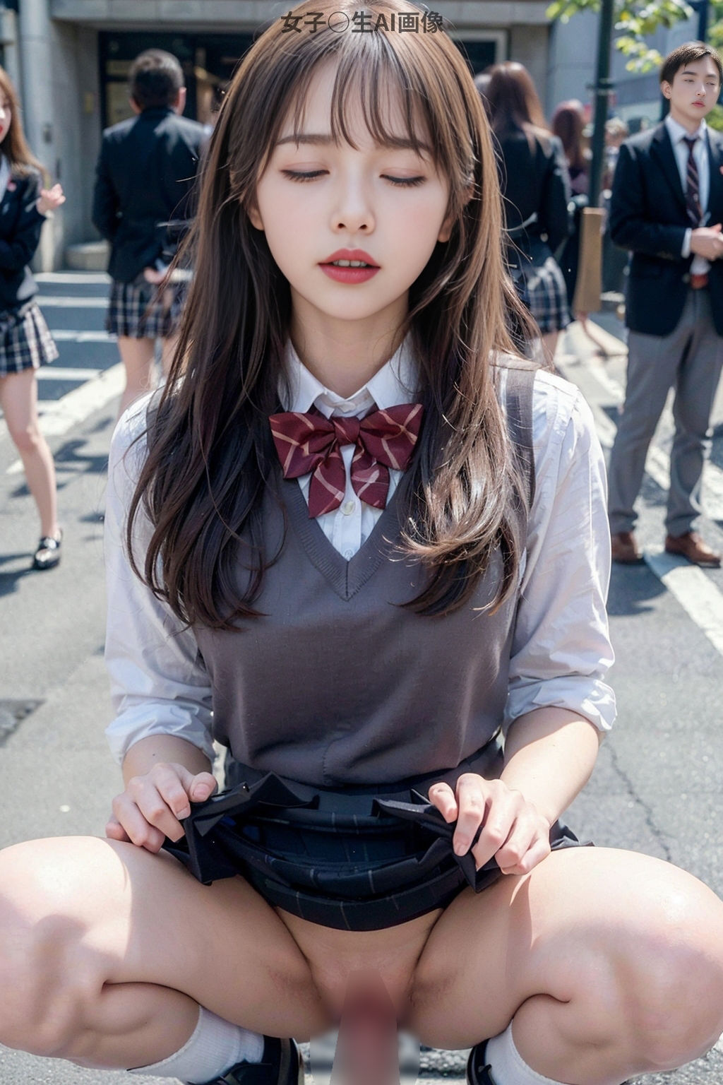 【リアル】制服JKが露出＆セックス！変態JKのリアルAIエロ画像