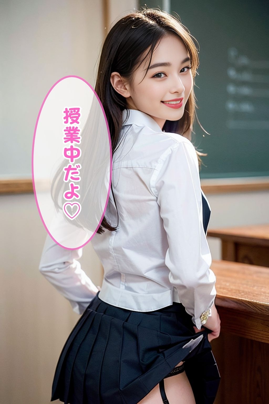 【セリフつきリアル】制服美女とのエッチを台詞つきで楽しもう[リアルAIエロ画像]