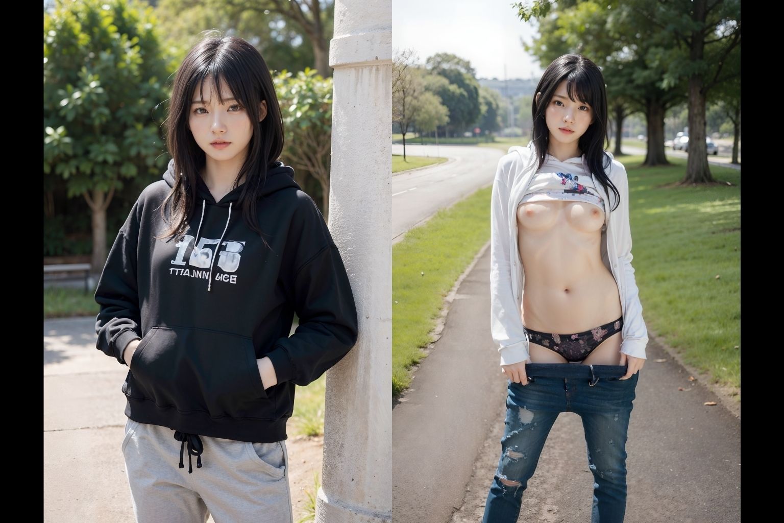 【リアル】エロいスレンダー美女の露出///【リアルAIエロ画像】