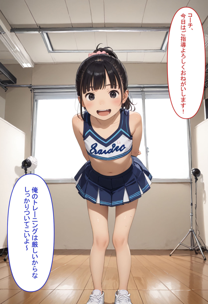 【セリフつき二次】チアガール少女のセリフ付き二次元AIエロ画像