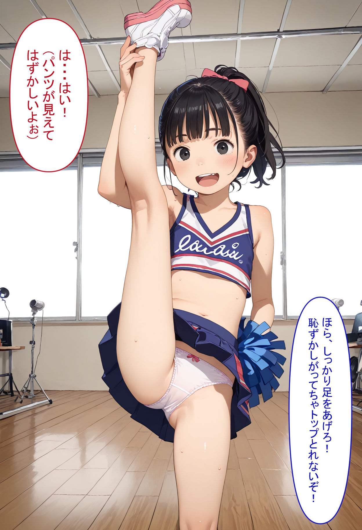 【セリフつき二次】チアガール少女のセリフ付き二次元AIエロ画像