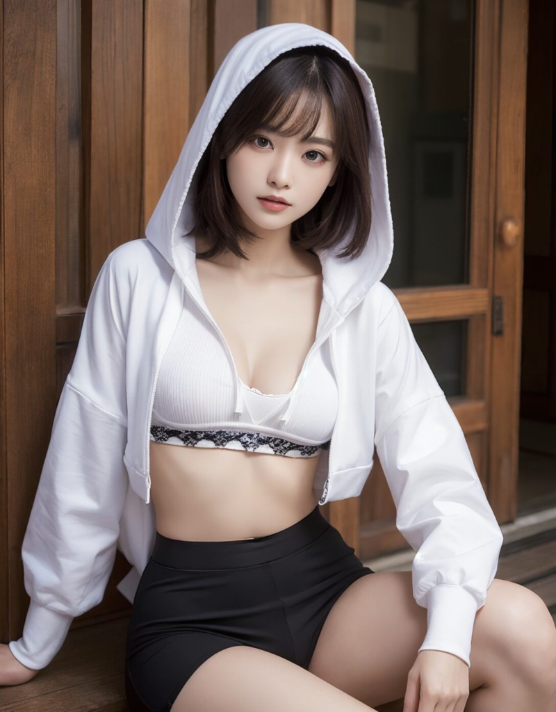 【独占・リアル系】フードをかぶった美女が露出しちゃうオリジナルCGエロ画像