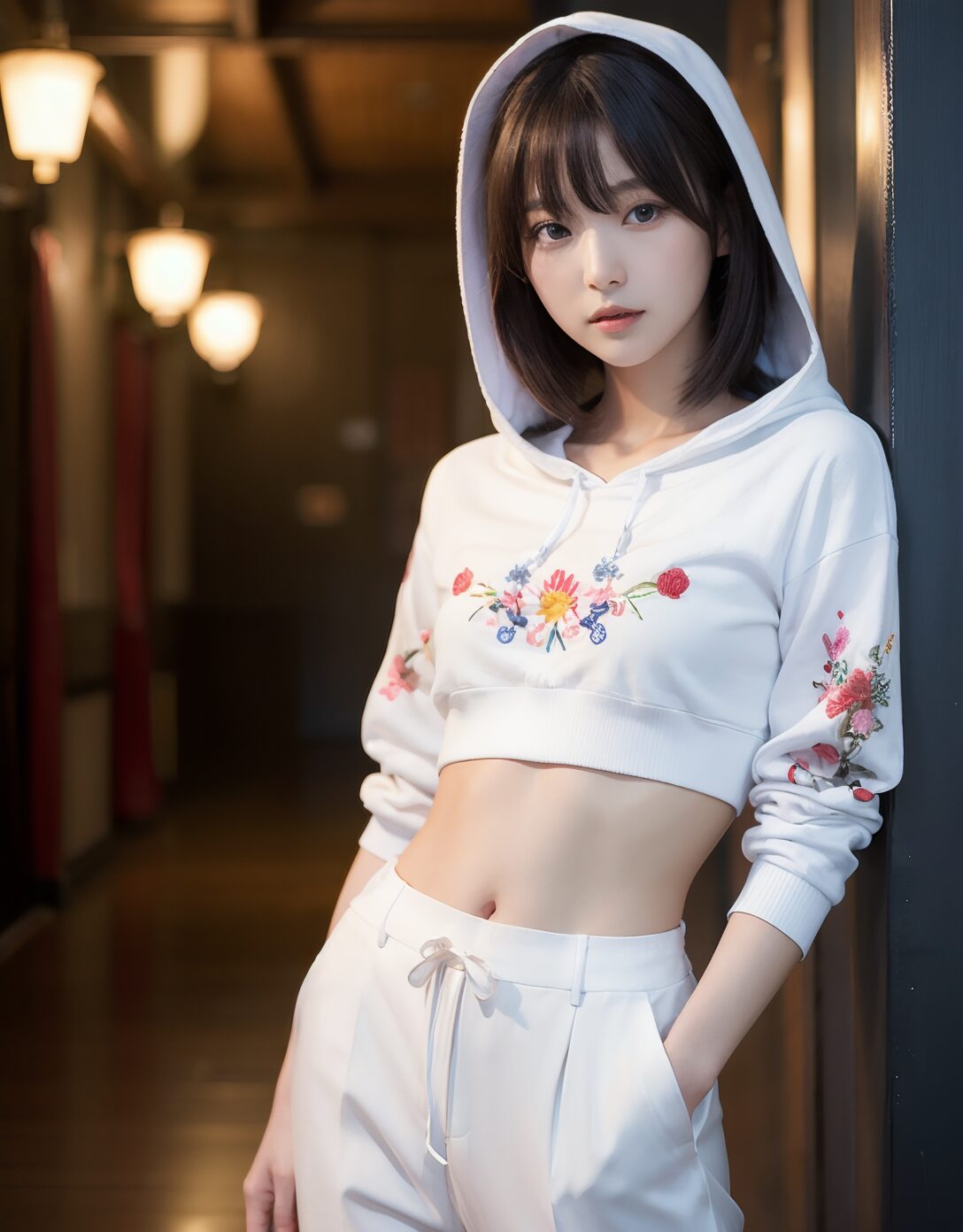 【独占・リアル系】フードをかぶった美女が露出しちゃうオリジナルCGエロ画像