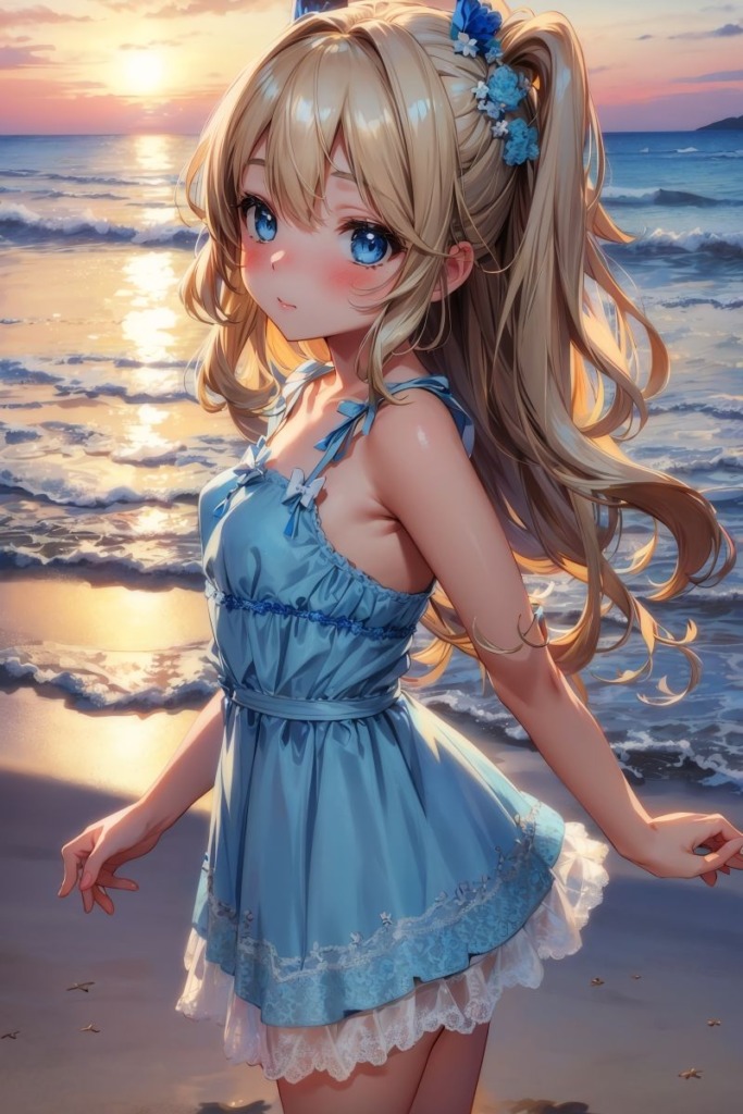 【二次元AIエロ】金髪美少女の南国エロ物語