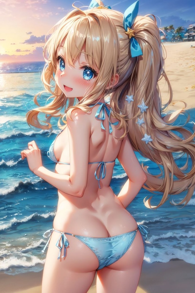 【二次元AIエロ】金髪美少女の南国エロ物語
