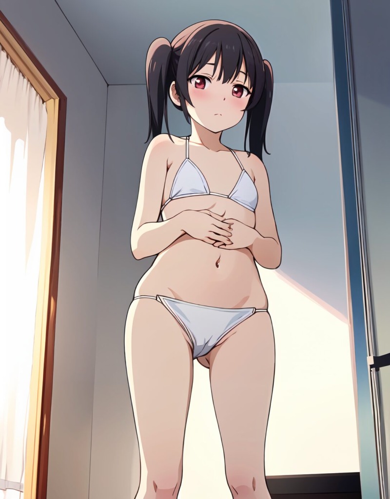 【二次元AI】ビキニを着た美少女を見つめると…AIイラスト