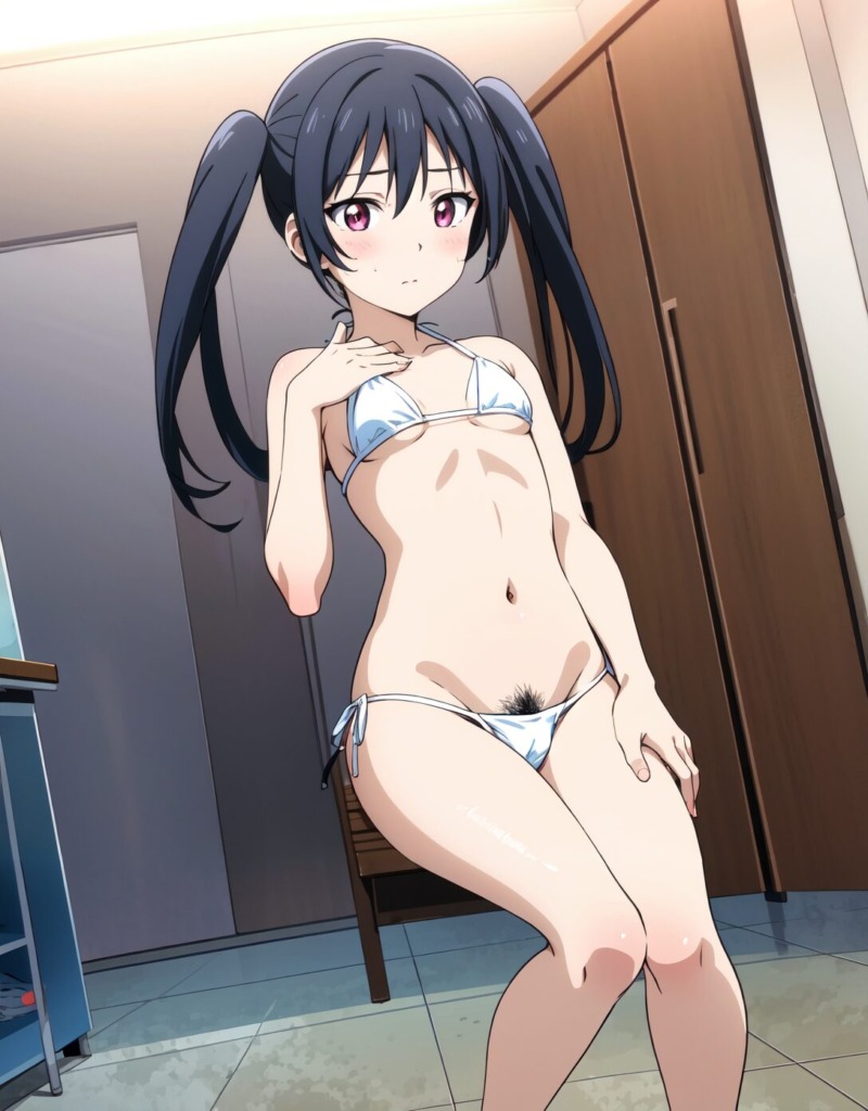 【二次元AIエロ】ビキニから下がハミ出ちゃってる美少女