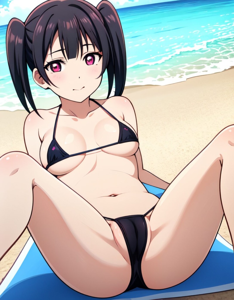 【二次元AIエロ】ビキニから下がハミ出ちゃってる美少女