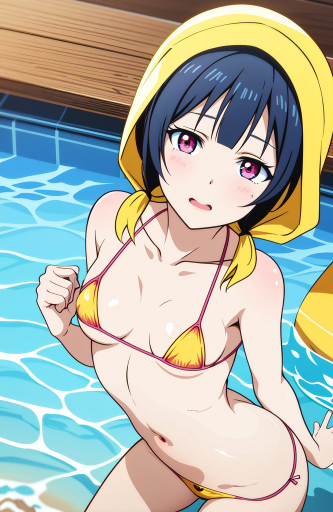 【二次元AI】ビキニを着た美少女を見つめると…AIイラスト