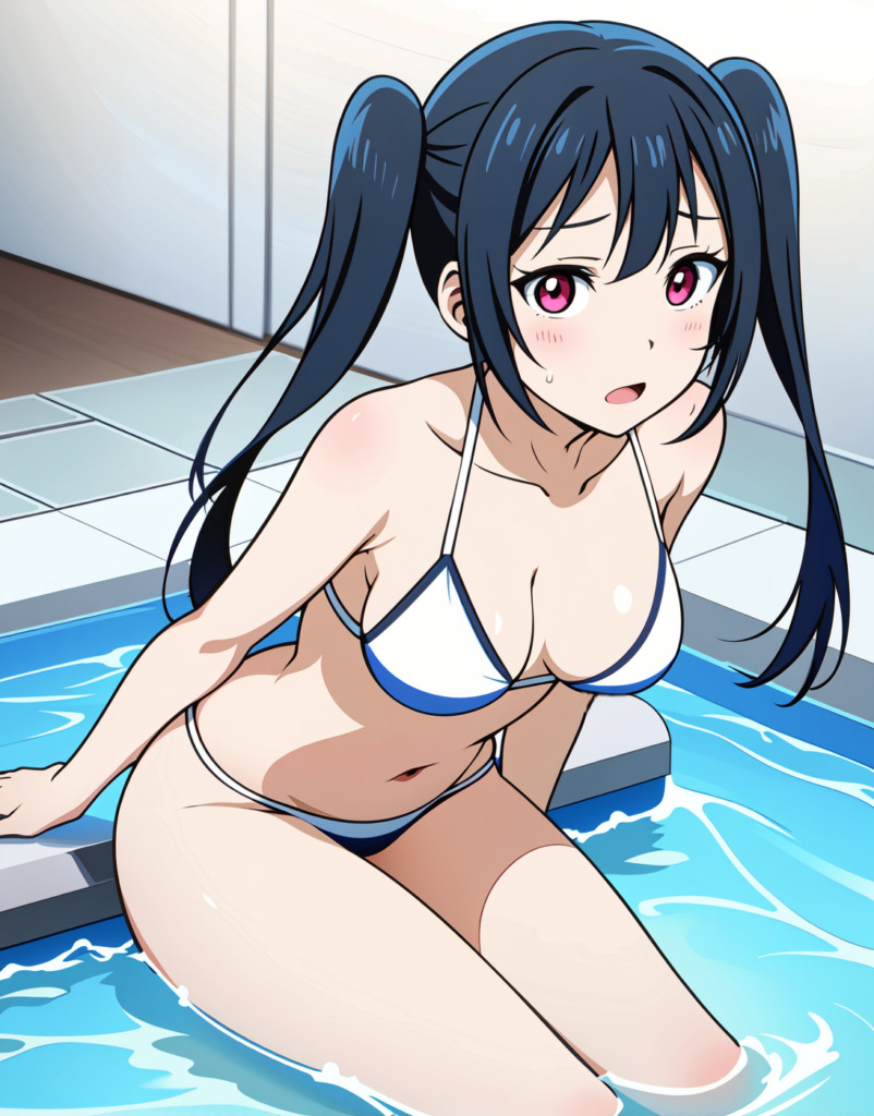 【二次元AI】ビキニを着た美少女を見つめると…AIイラスト