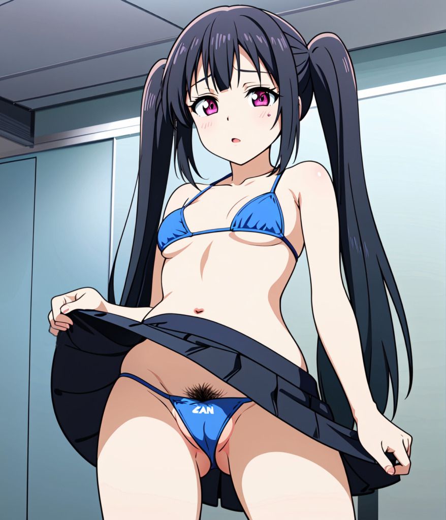 【二次元AIエロ】ビキニから下がハミ出ちゃってる美少女