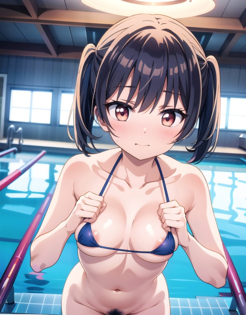 【二次元AIエロ】ボトムレスでおま〇こ丸見えなビキニ美少女【オリジナルCG・AIエロ画像】