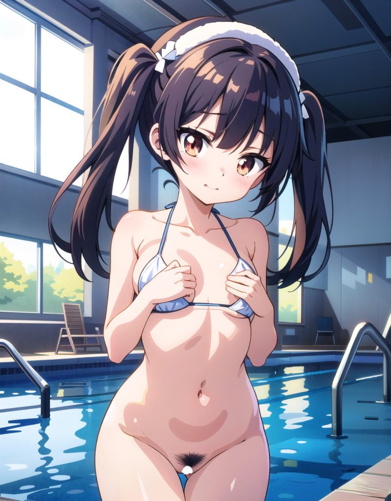 【二次元AIエロ】ボトムレスでおま〇こ丸見えなビキニ美少女【オリジナルCG・AIエロ画像】