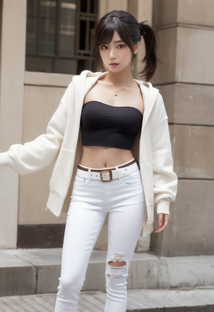【リアル系AI画像】へそ出しコーデのおしゃれ美女(AIグラビア編)