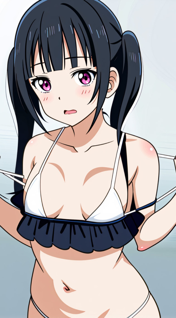 【二次元AI】ビキニを着た美少女を見つめると…AIイラスト