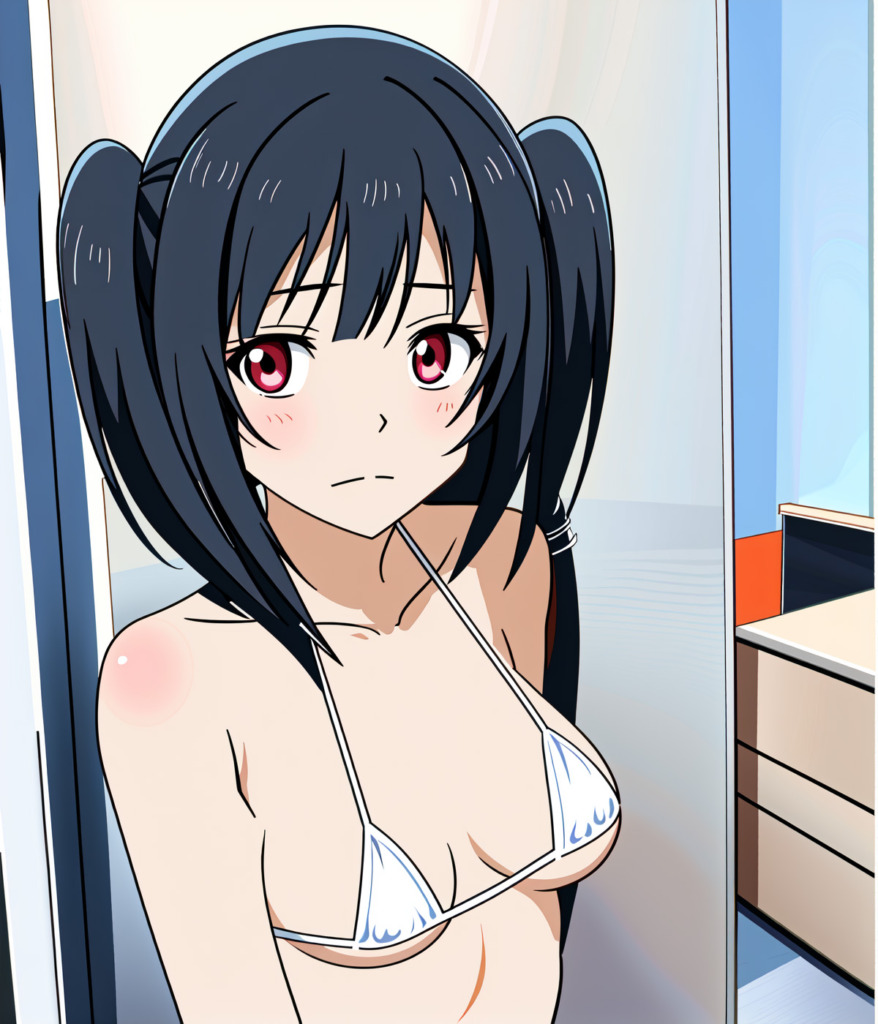 【二次元AI】ビキニを着た美少女を見つめると…AIイラスト