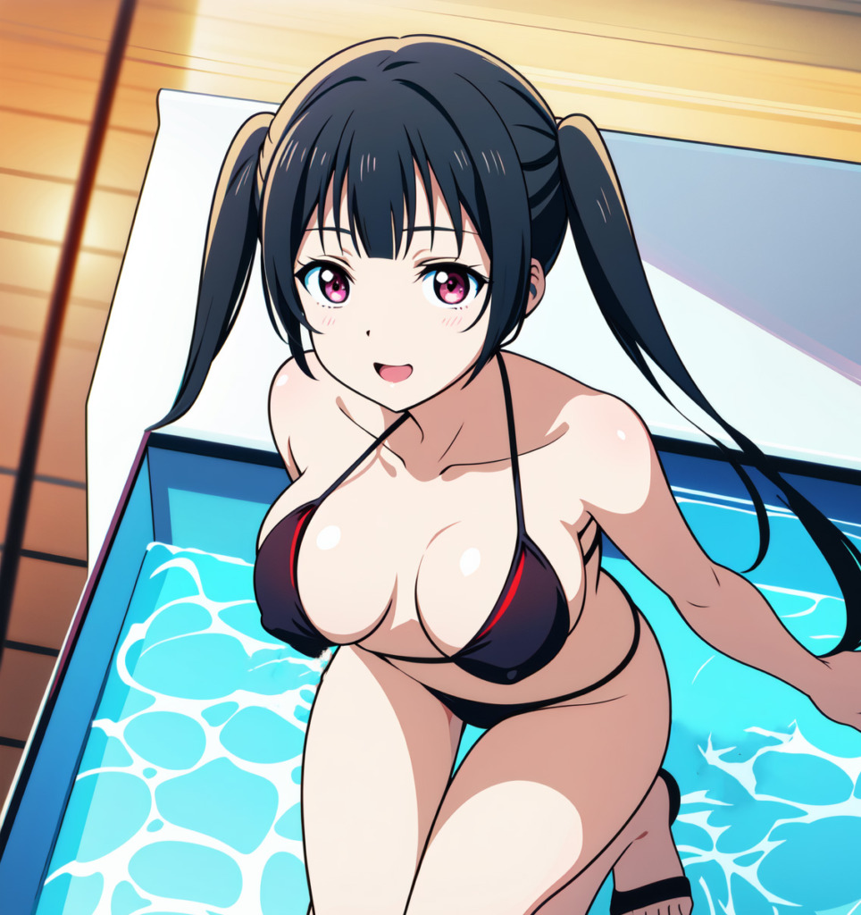 【二次元AI】ビキニを着た美少女を見つめると…AIイラスト