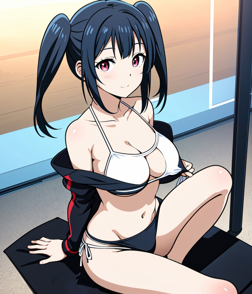 【二次元AI】ビキニを着た美少女を見つめると…AIイラスト
