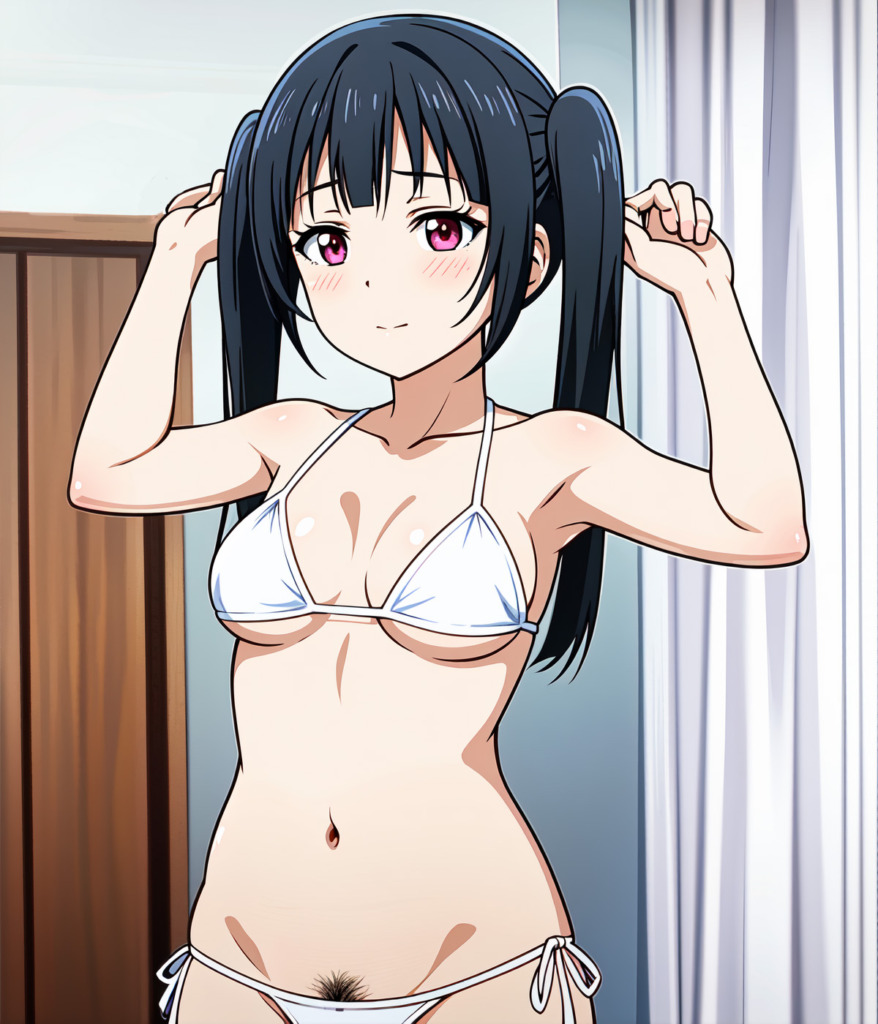 【二次元AI微エロ】室内にいるマイクロビキニを着た美少女【オリジナルAIエロ画像】