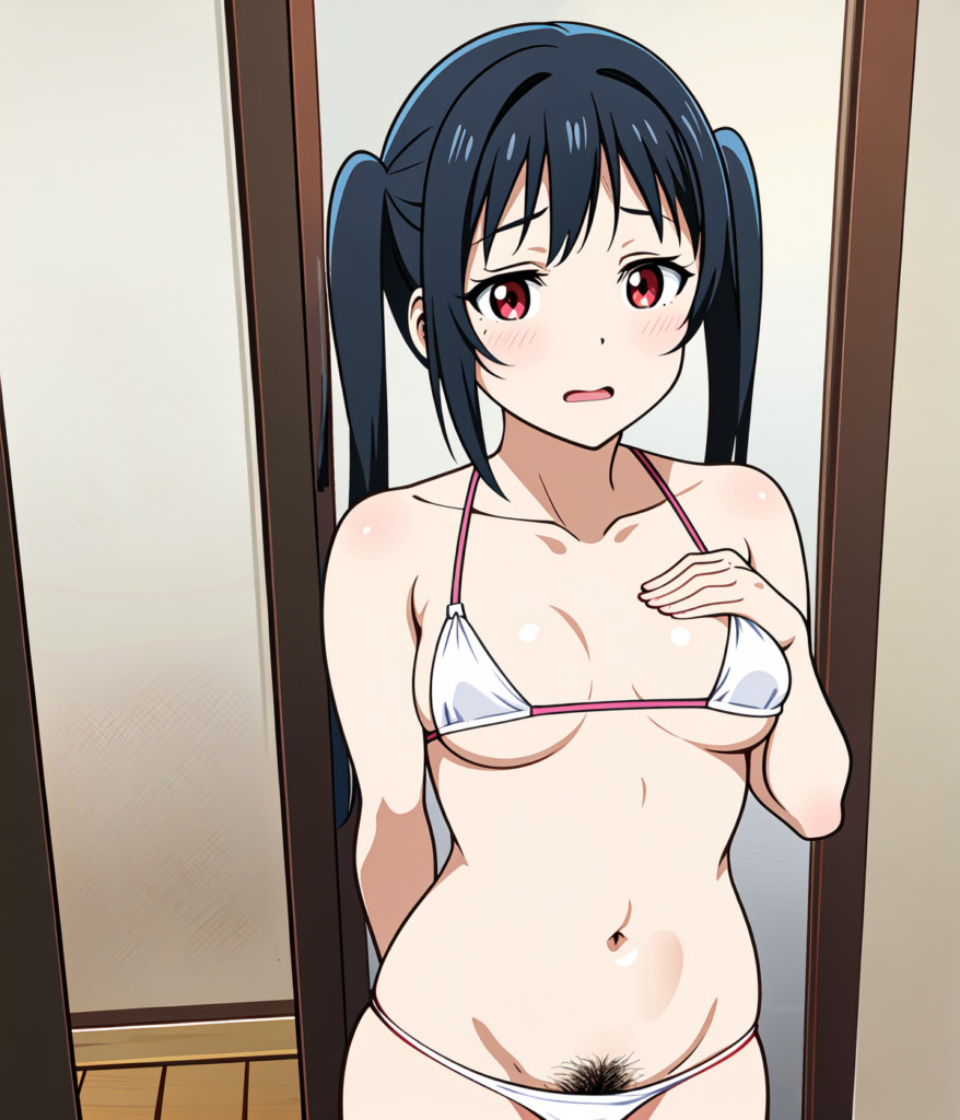 【二次元AI微エロ】室内にいるマイクロビキニを着た美少女【オリジナルAIエロ画像】