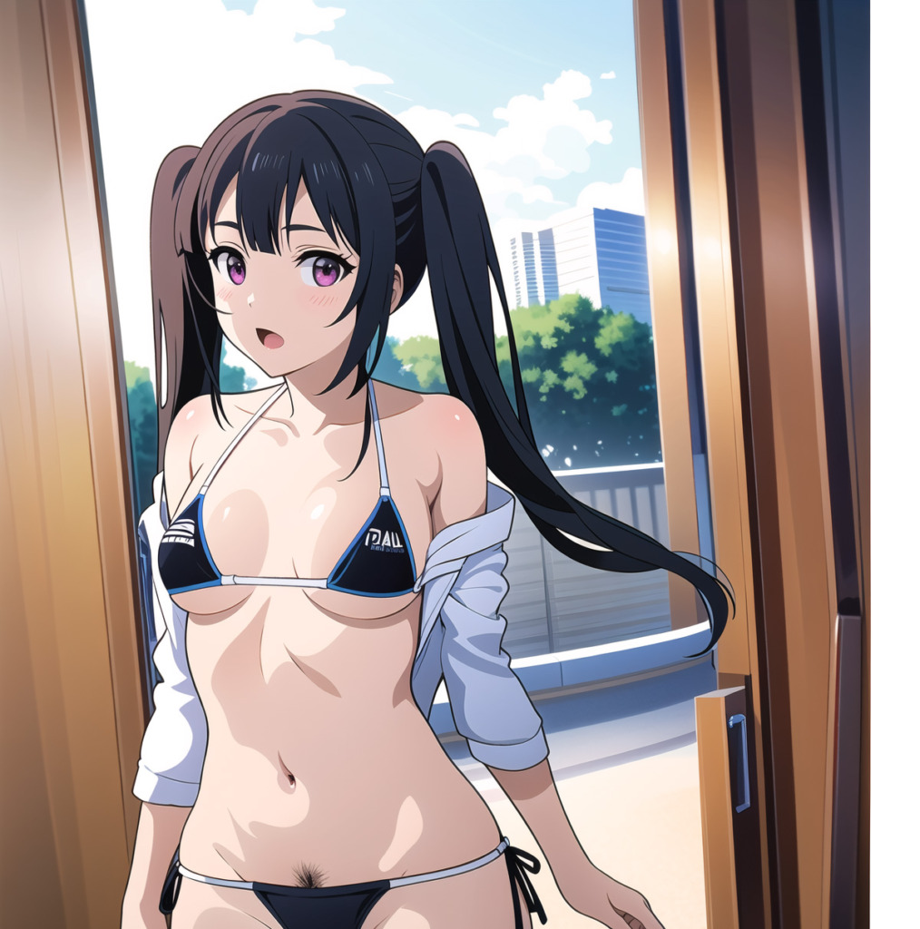 【二次元AI微エロ】室内にいるマイクロビキニを着た美少女【オリジナルAIエロ画像】