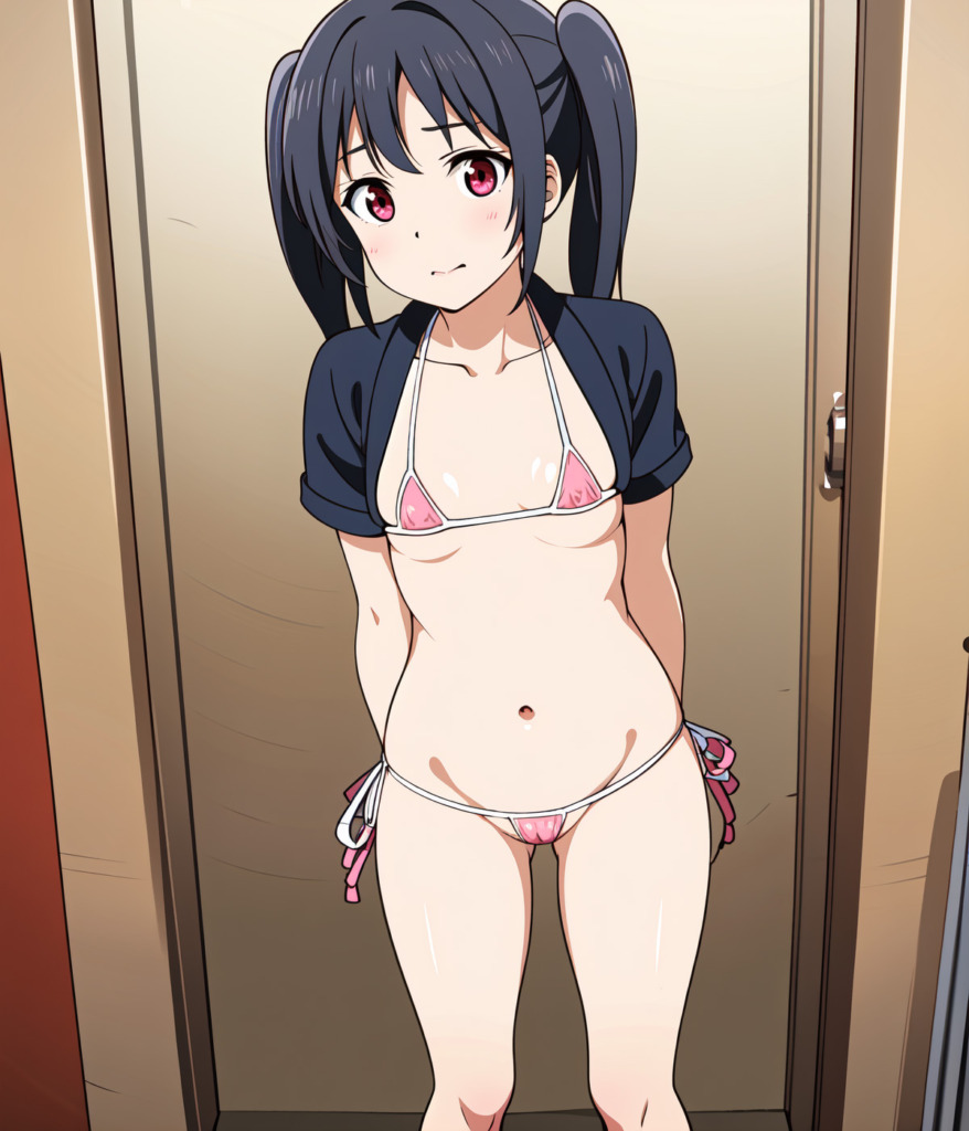 【二次元AI微エロ】室内にいるマイクロビキニを着た美少女【オリジナルAIエロ画像】