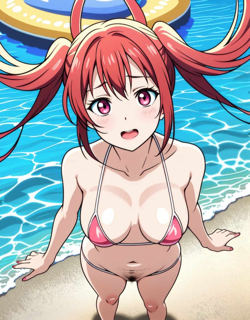 【二次元AIエロ】ビキニの下がほぼヒモ⁉履いてない⁉丸見えビキニを着てる美少女たち【オリジナルAIエロ画像】