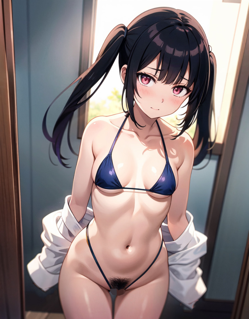 【二次元AIエロ】ビキニの下がほぼヒモ⁉履いてない⁉丸見えビキニを着てる美少女たち【オリジナルAIエロ画像】