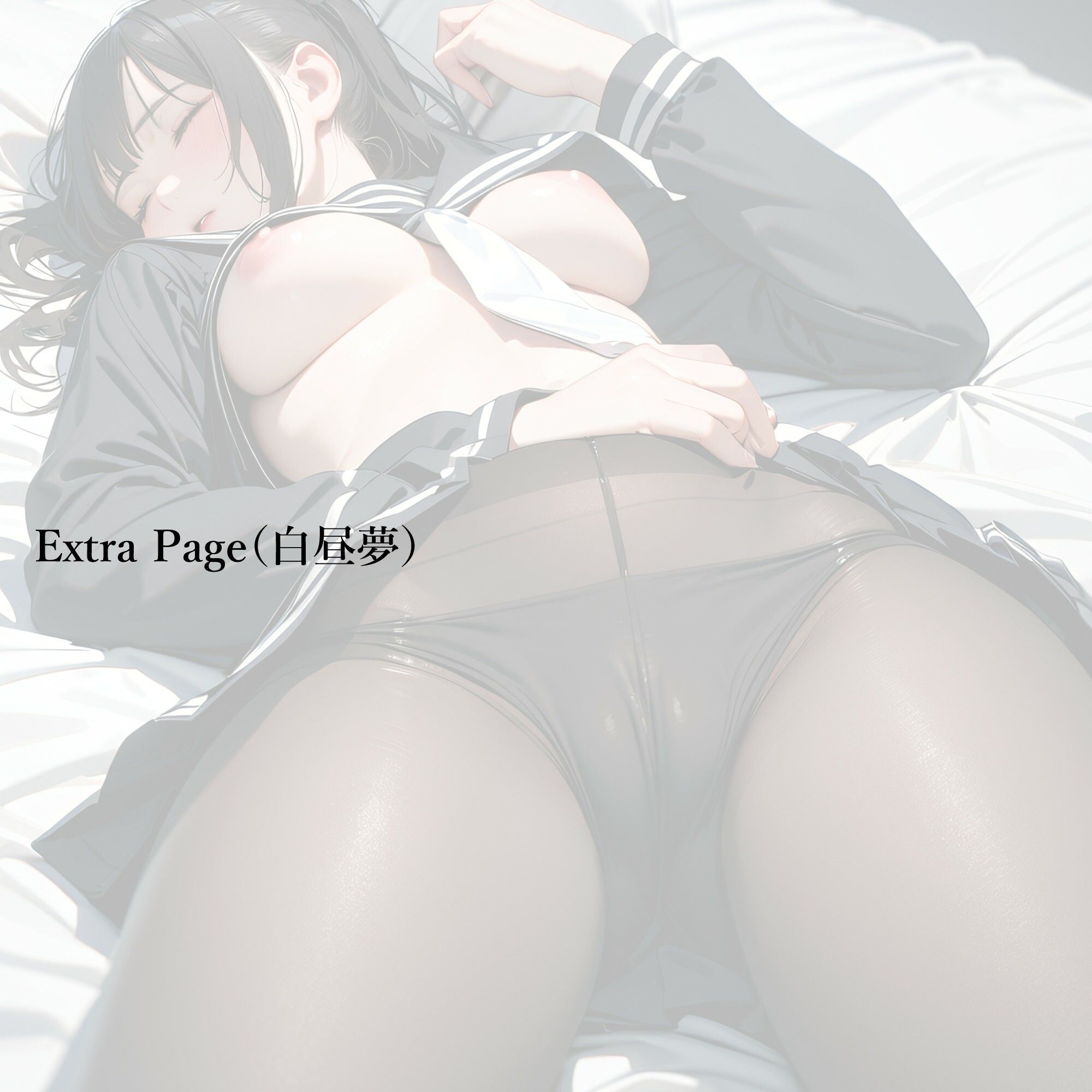 【二次】黒タイツを履いた制服JKにエッチなマッサージをする二次元AIエロ画像