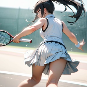 【二次】テニスウェア！テニス部JKの部活中やマッサージを盗撮した二次元AIエロ画像