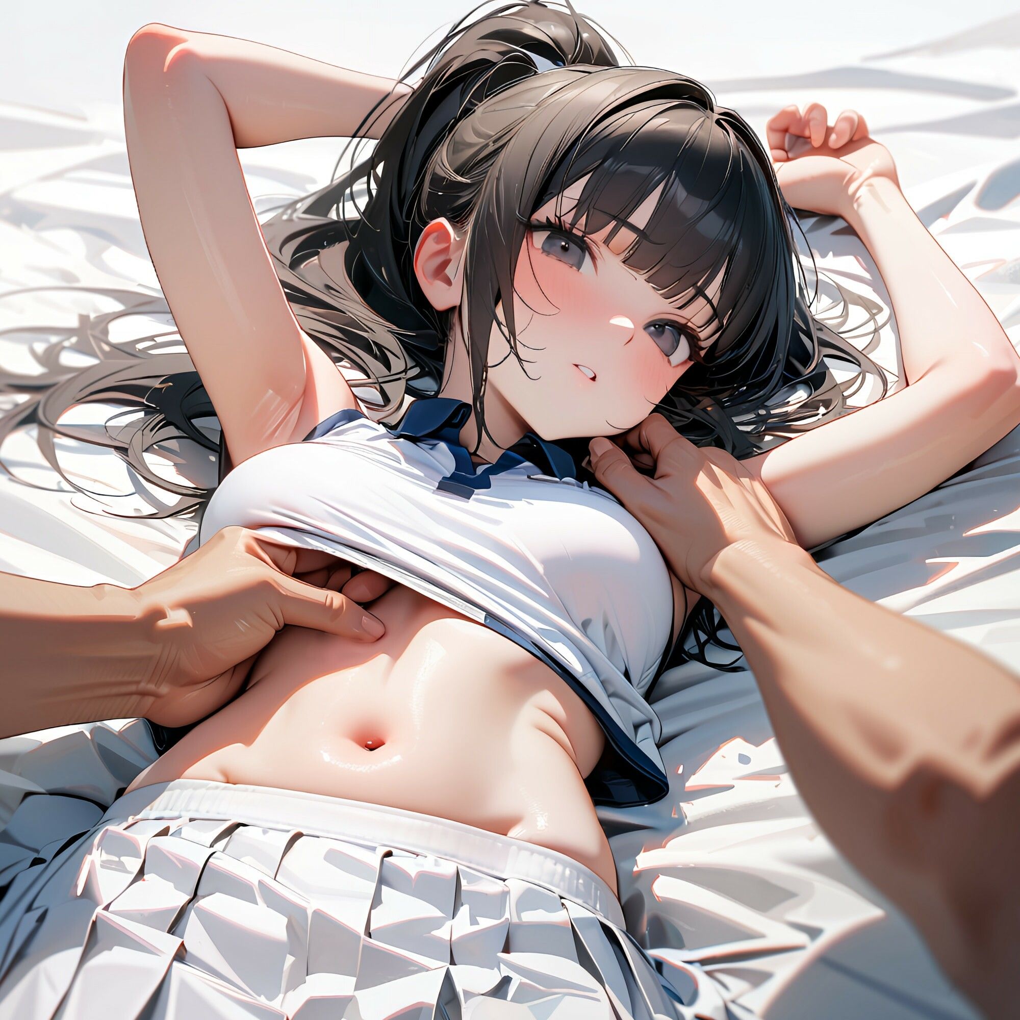 【二次】テニスウェア！テニス部JKの部活中やマッサージを盗撮した二次元AIエロ画像