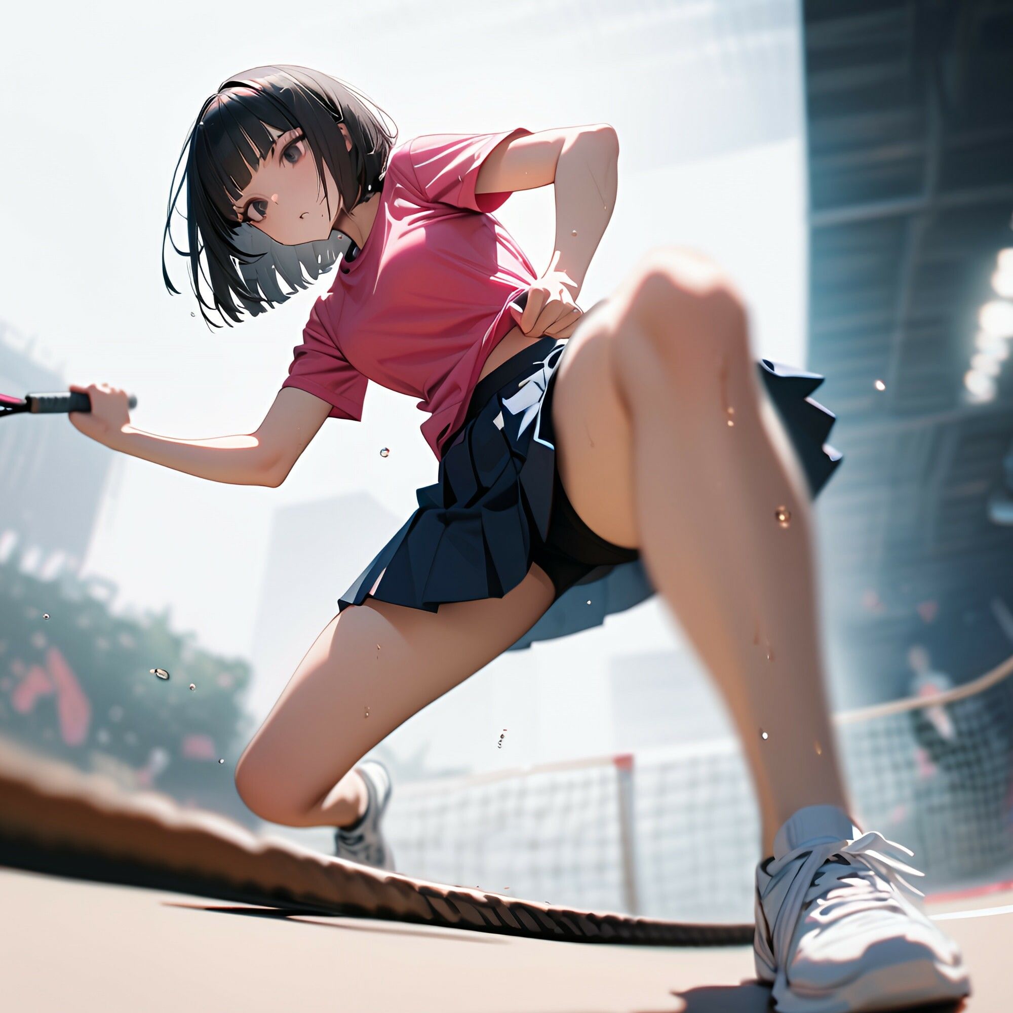 【二次】テニスウェア！テニス部JKの部活中やマッサージを盗撮した二次元AIエロ画像