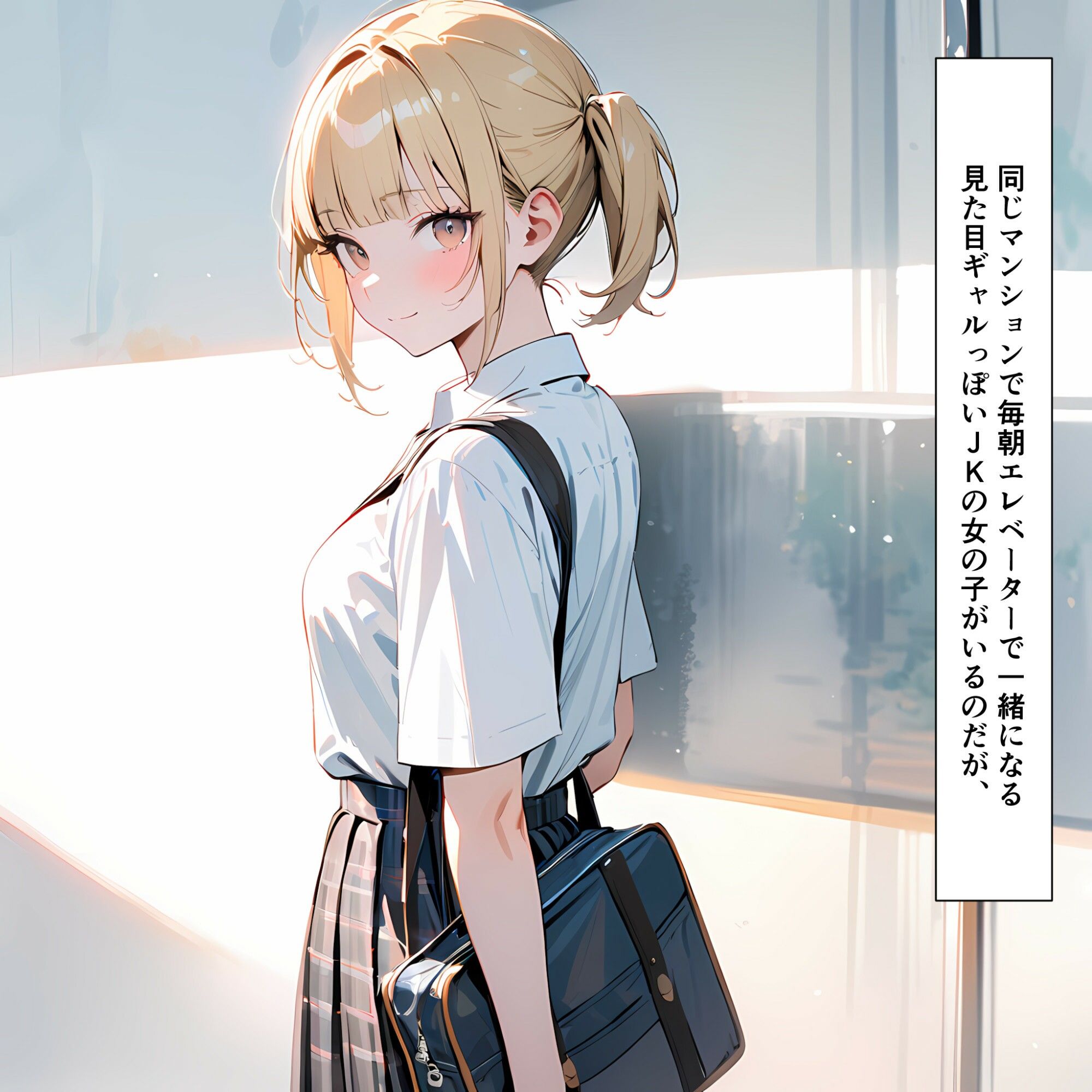 【台詞つき二次】金髪JKに監禁されてエッチなことされるセリフ付きエロ画像(はじまり編)[二次元AIエロ画像]