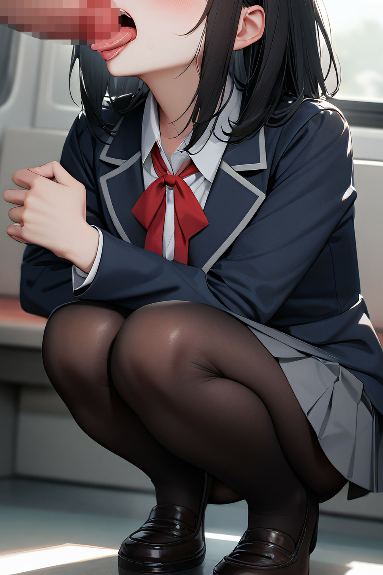 【セリフ付き二次】妹の友達の制服JK(通学電車編)[台詞つき二次元AIエロ画像]