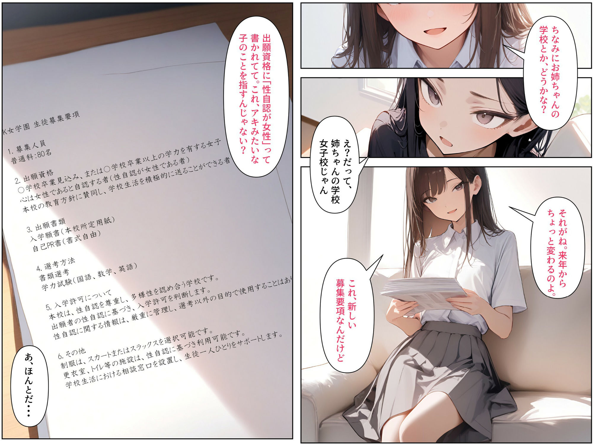 【二次】男の娘のセリフ付きエロ画像(お姉ちゃんとエッチな特訓編)[セリフ付き二次元AIエロ画像]