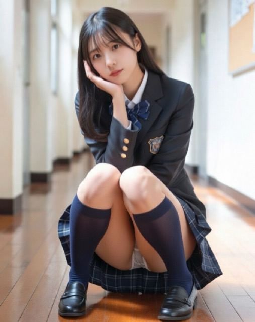 【リアル】制服JKのパンチら！パンツをチラ見せしたり見せつけてきたりするリアルAIエロ画像