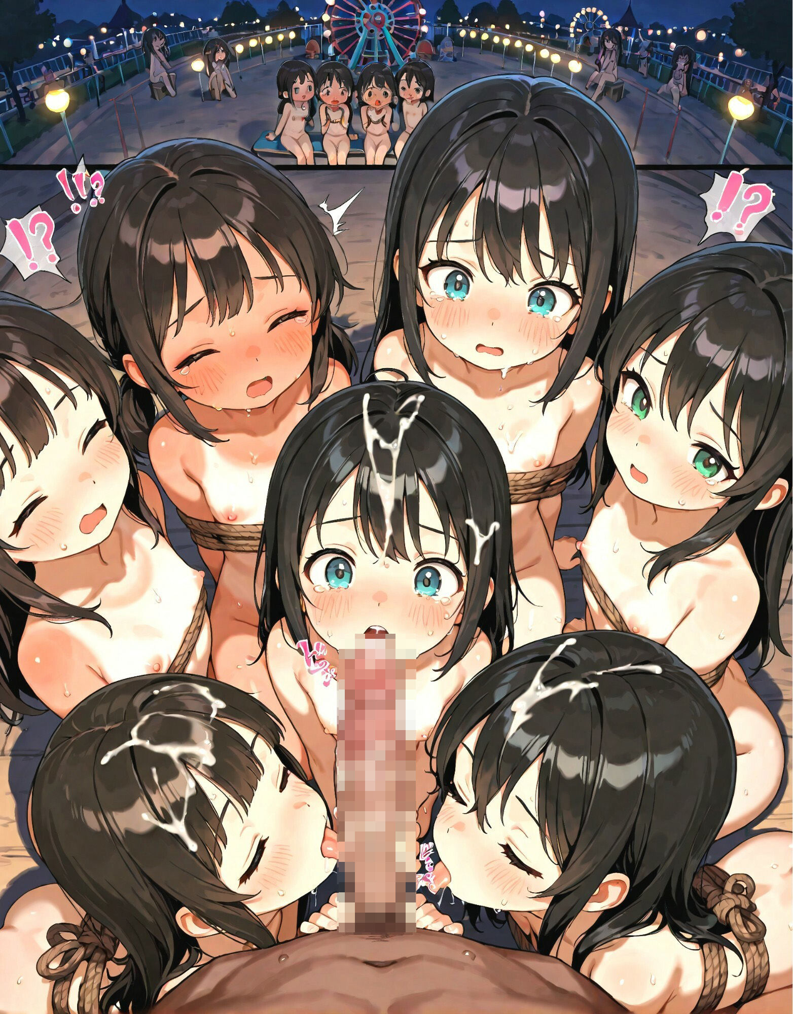 【二次】日焼け跡があるツルぺた美少女が遊園地で露出セックス///[二次元AIエロ画像]